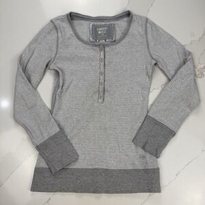 Limited Too 1/2 Button Henley Shirt Girls 10 Gray & White Stripe Y2K Bella Swan